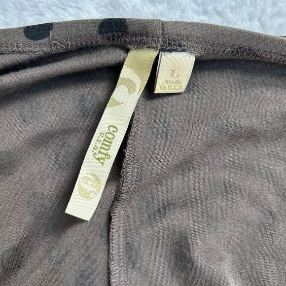 Comfy USA Womens Polka Dot Open Front Cardigan Coatigan Large Brown Black Swing - Picture 3 of 9